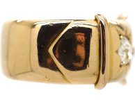 Victorian 18ct Gold Wide Buckle Ring set with a Diamond