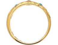 Victorian 18ct Gold Star Ring set with a Diamond & Two Turquoise