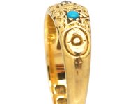 Victorian 18ct Gold Star Ring set with a Diamond & Two Turquoise