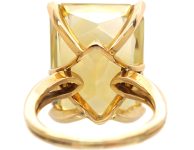 Modernist 9ct Gold Large Rectangular Citrine Ring