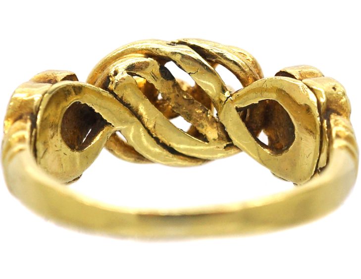 Early 19th Century 15ct Gold Knot Ring with Turquoise Flowers