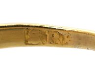 Edwardian 18ct Gold Boat Shaped Ring set with Rubies & Diamonds