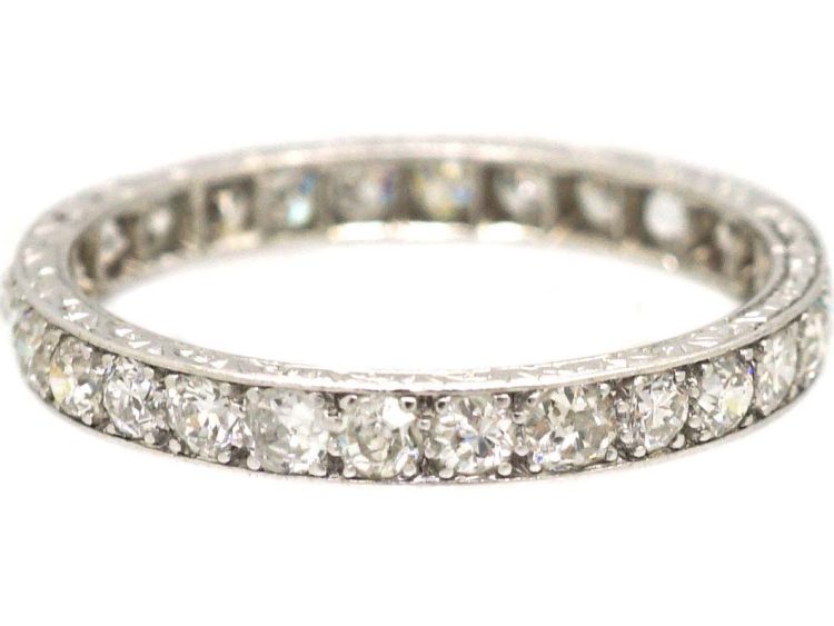 Early 20th Century Narrow Platinum Diamond Eternity Ring