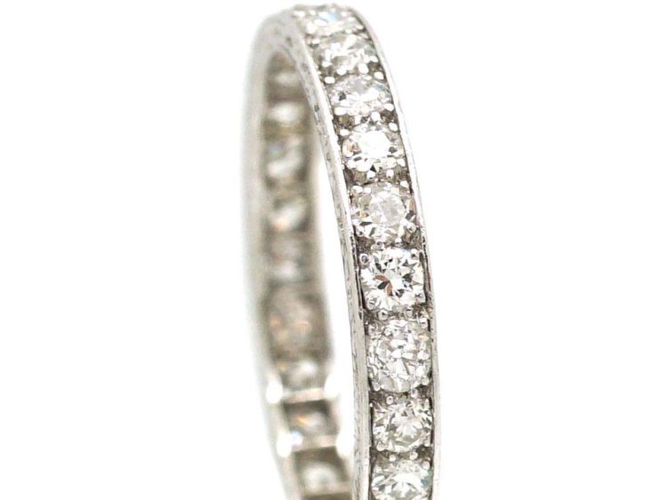 Early 20th Century Narrow Platinum Diamond Eternity Ring