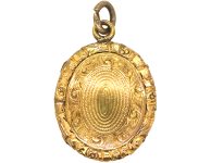 Victorian Small Gold Cased Oval Engraved Locket
