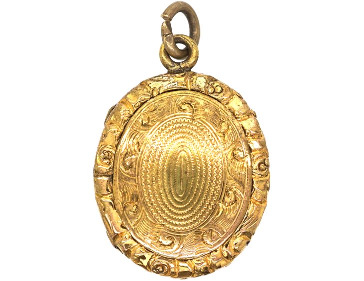 Victorian Small Gold Cased Oval Engraved Locket