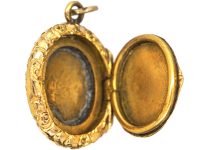 Victorian Small Gold Cased Oval Engraved Locket