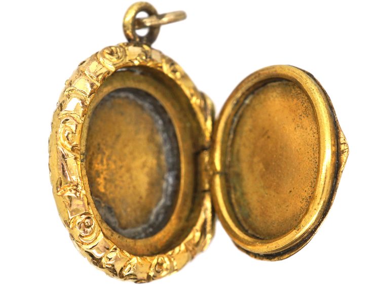 Victorian Small Gold Cased Oval Engraved Locket