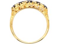 Victorian 18ct Gold Five Stone Sapphire Carved Half Hoop Ring