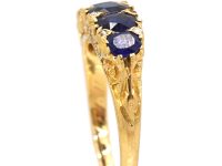 Victorian 18ct Gold Five Stone Sapphire Carved Half Hoop Ring