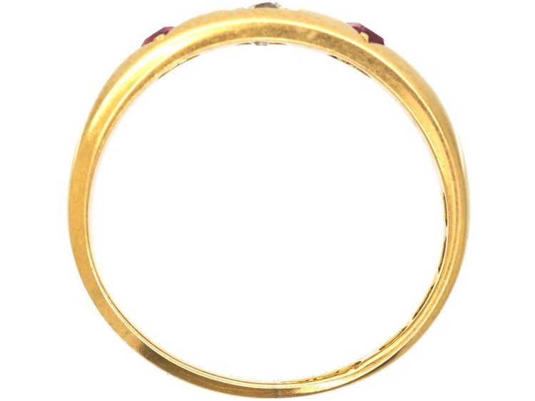 Victorian 18ct Gold Ruby & Diamond Gypsy Ring