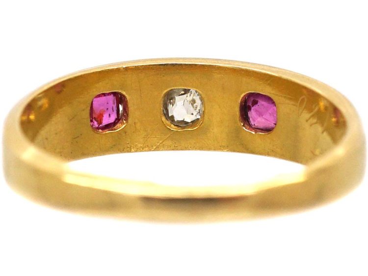 Victorian 18ct Gold Ruby & Diamond Gypsy Ring