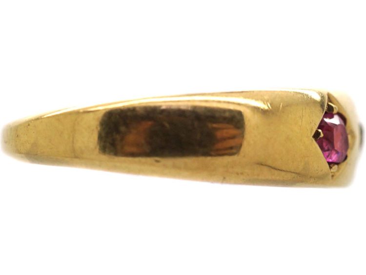 Victorian 18ct Gold Ruby & Diamond Gypsy Ring