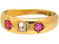 Victorian 18ct Gold Ruby & Diamond Gypsy Ring