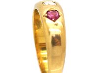 Victorian 18ct Gold Ruby & Diamond Gypsy Ring