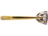 18ct Gold Three Stone Ruby & Platinum Diamond Ring