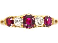 Edwardian 18ct Gold, Ruby & Diamond Five Stone Ring