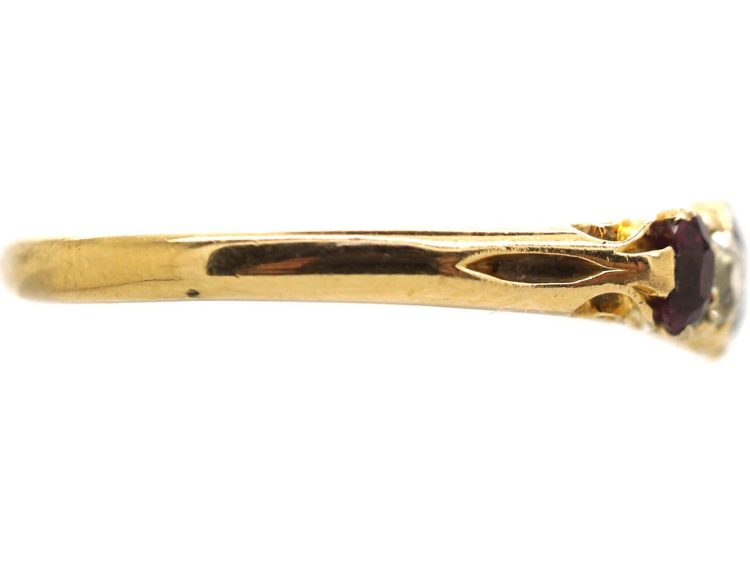 Edwardian 18ct Gold, Ruby & Diamond Five Stone Ring