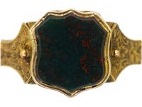 Victorian 15ct Gold Triple Opening Signet Ring set with a Bloodstone