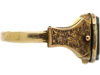 Victorian 15ct Gold Triple Opening Signet Ring set with a Bloodstone