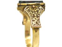 Victorian 15ct Gold Triple Opening Signet Ring set with a Bloodstone