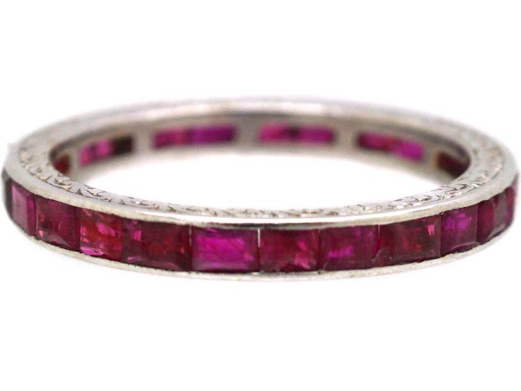 Art Deco Platinum Ruby Eternity Ring