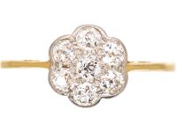 Edwardian 18ct Gold & Platinum Diamond Daisy Cluster Ring