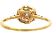 Edwardian 18ct Gold & Platinum Diamond Daisy Cluster Ring