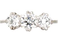 Early 20th Century Platinum Three Stone Diamond Ring