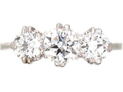 Early 20th Century Platinum Three Stone Diamond Ring