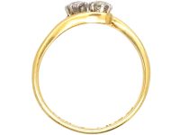 Art Nouveau 18ct Gold & Two Stone Diamond Ring