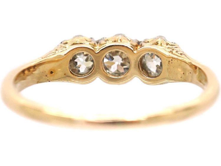 Early 20th Century 14ct Gold & Platinum Three Stone Diamond Ring
