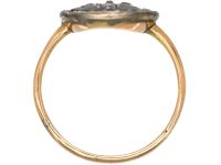 Georgian 15ct Gold & Silver Blue Enamel & Diamond Cross Ring