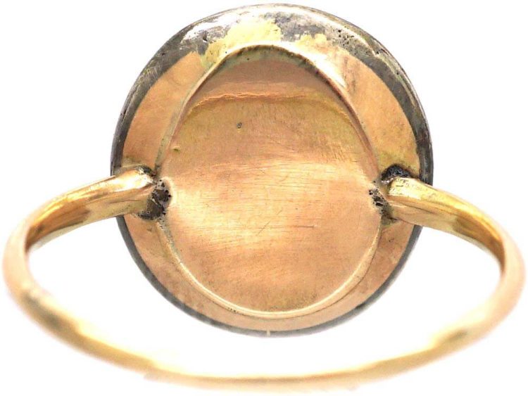 Georgian 15ct Gold & Silver Blue Enamel & Diamond Cross Ring