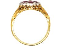 Edwardian 18ct & Platinum Ruby & Diamond Hexagonal Cluster Ring