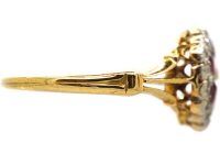 Edwardian 18ct & Platinum Ruby & Diamond Hexagonal Cluster Ring