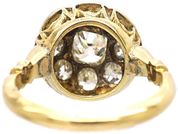 Victorian 18ct Gold & Silver Old Mine Cut Diamond Cluster Ring
