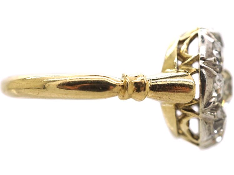 Victorian 18ct Gold & Silver Old Mine Cut Diamond Cluster Ring
