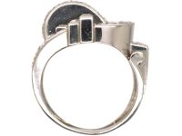 Retro 18ct White Gold Diamond Buckle Ring
