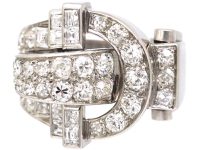 Retro 18ct White Gold Diamond Buckle Ring