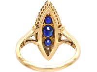 Victorian 18ct Gold, Sapphire & Diamond Marquise Ring