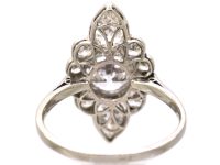 Art Deco Platinum Large Diamond Fancy Marquise Ring