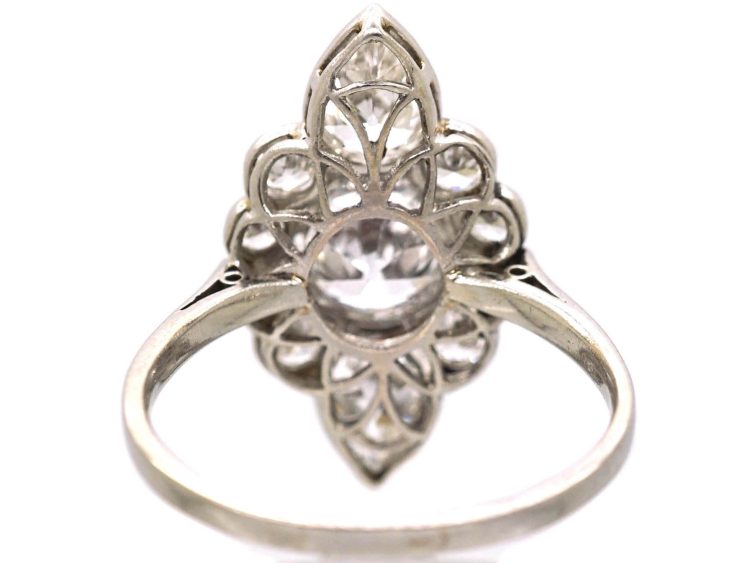 Art Deco Platinum Large Diamond Fancy Marquise Ring
