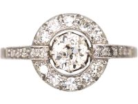Early 20th Century 18ct White Gold & Platinum Diamond Polo Cluster Ring