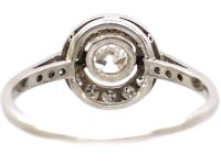 Early 20th Century 18ct White Gold & Platinum Diamond Polo Cluster Ring