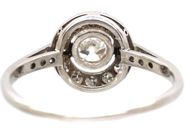 Early 20th Century 18ct White Gold & Platinum Diamond Polo Cluster Ring