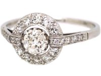 Early 20th Century 18ct White Gold & Platinum Diamond Polo Cluster Ring