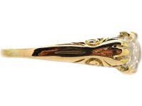 Victorian 18ct Gold, Three Stone Diamond Carved Half Hoop Ring