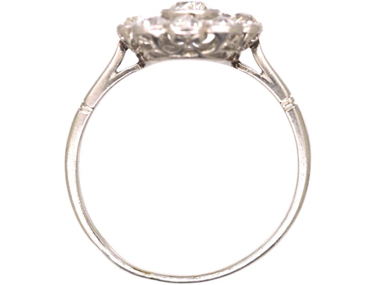 French Early 20th Century Platinum Diamond Cluster Ring