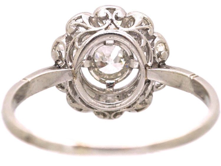 French Early 20th Century Platinum Diamond Cluster Ring